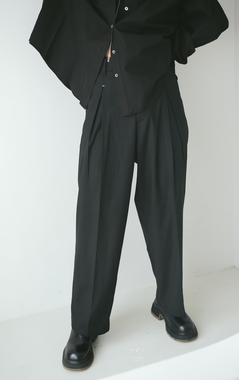 Cross Point Floor-Length Suit Pants - 2 Colors - Cross Black - Women's Pants - Cotton & Hemp Black