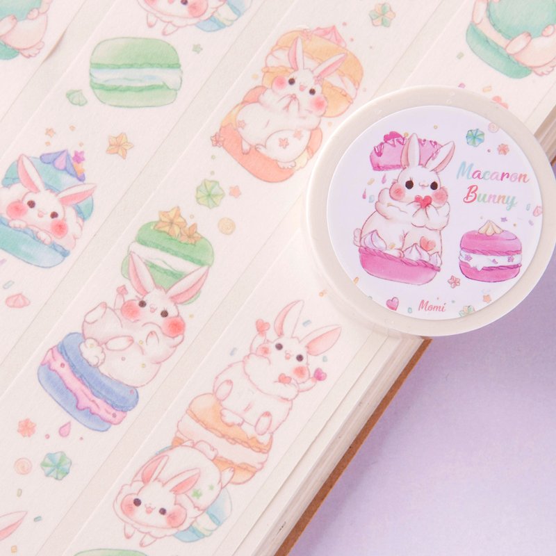 Colorful Macarons Rabbit_Paper Tape - Washi Tape - Paper Pink