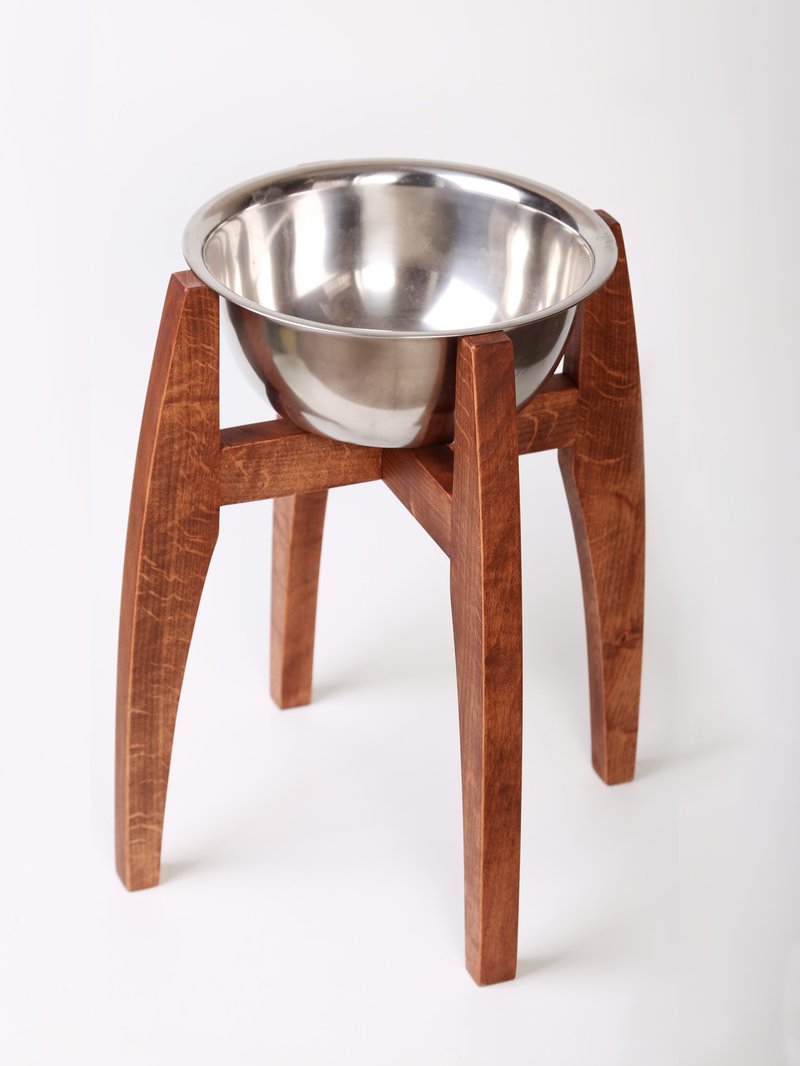 Elevated dog feeder raised dog bowls personalised stand bowls for large dogs - 寵物碗/碗架/自動餵食器 - 木頭 