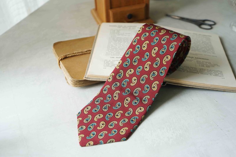 紳士のアンティークシルクネクタイ - クリスチャンディオール - シルク100% ヴィンテージレッド子供っぽいアメーバ - ネクタイ・ネクタイピン - シルク・絹 レッド