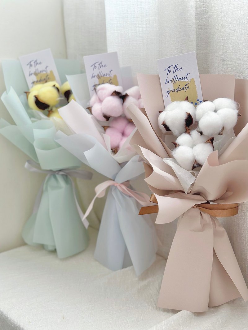 棉花花束 鬼怪花束 棉花 畢業花束 幼稚園畢業 乾燥花 永生花 - 乾燥花/永生花 - 植物．花 