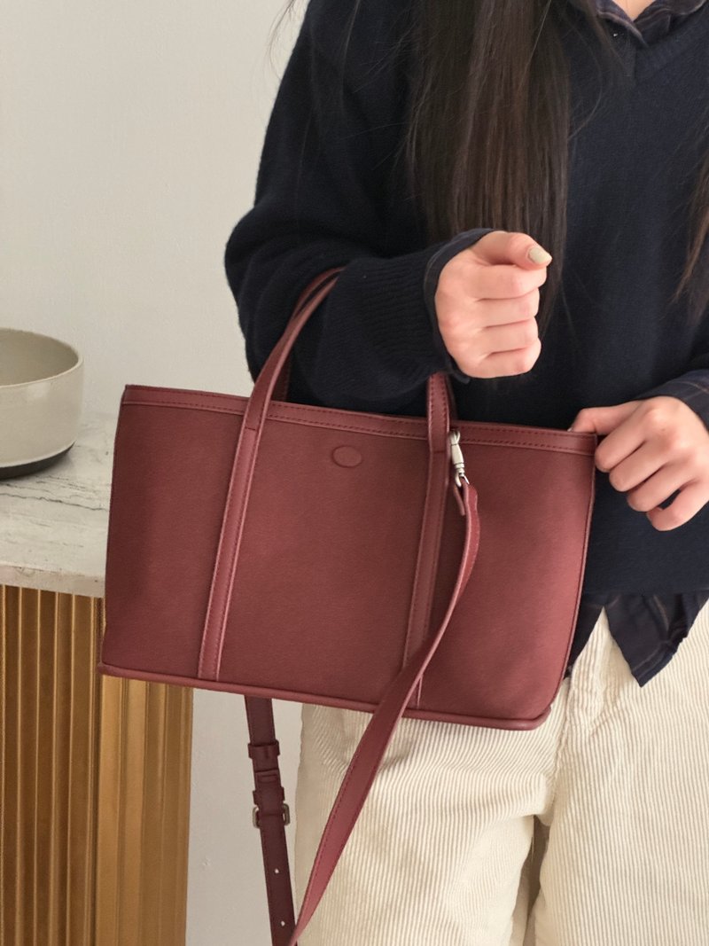 The Ally from Korea | CAMILLIA BAG (with pouch) | Burgundy | 2way Handbag - Handbags & Totes - Waterproof Material Red