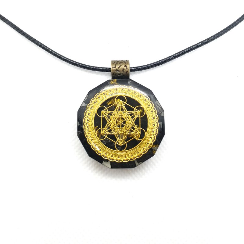 Elite Shungite Pendant , metatron's cube, deflects negative energy - Necklaces - Crystal Black