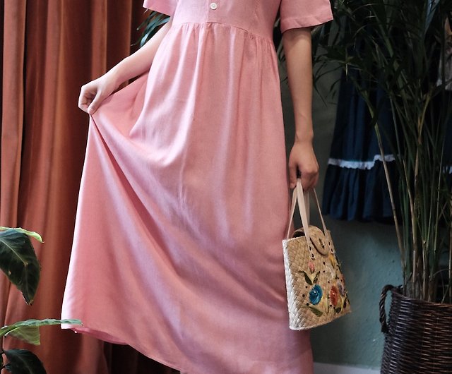 Vintagedressアメリカ製ミニ千鳥格子ラペルスイカレッドドレス