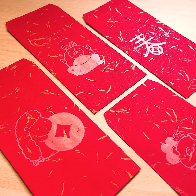 手工絹印棉絲紅包袋 - 利是封/揮春 - 紙 紅色