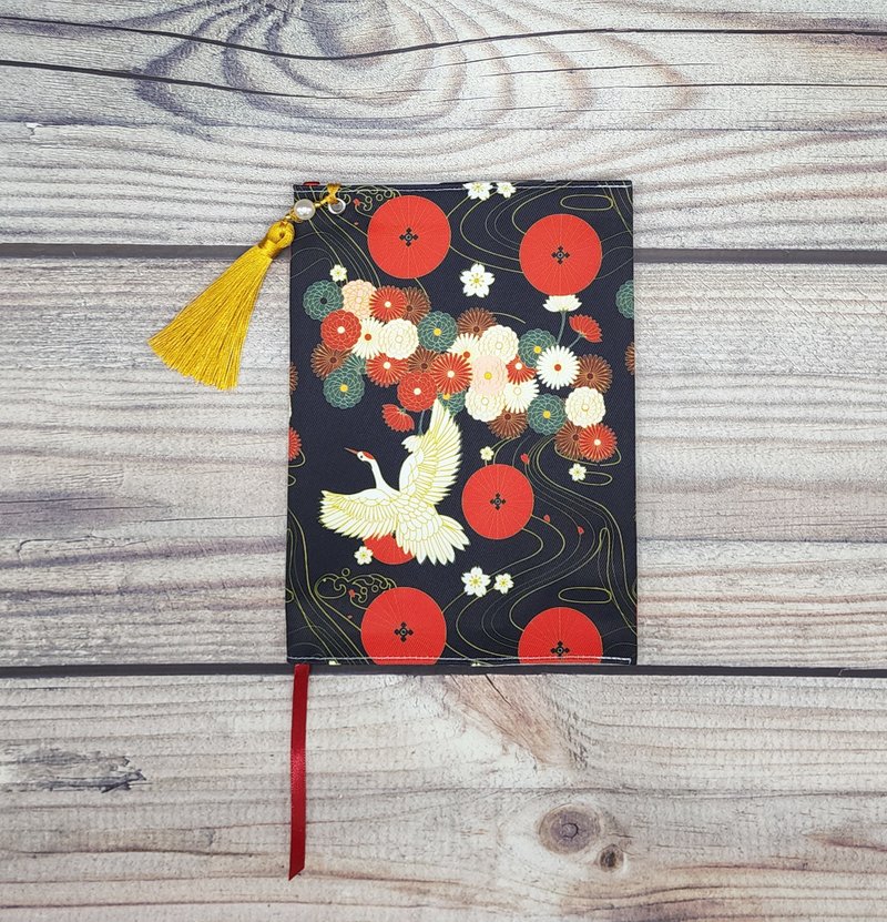 Book Cover/Book Jacket - Flamingo among Flowers with Tassel - 書衣/書套 - 其他材質 