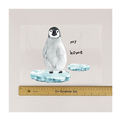 印花美術社EASYIN | 客製化服務 布用極地企鵝救救冰山燙印貼 | 熱轉印花貼紙