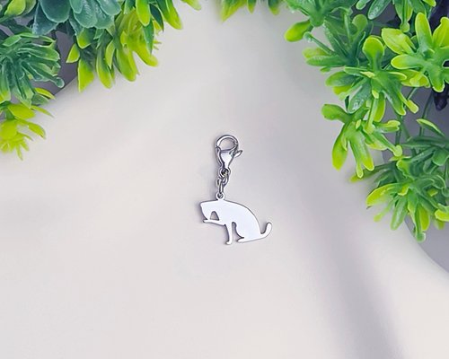 吳小姐3d訂製珠寶 洗臉的貓小吊飾- 貓咪剪影系列-抗敏醫療鋼