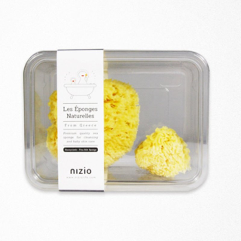 nizio greek baby natural sponge bath set (silk sponge + honeycomb sponge) - ของขวัญวันครบรอบ - ฟองน้ำ 