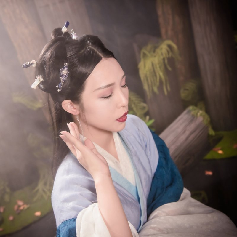 素艷髮簪(紫+白色款) - 髮夾/髮圈 - 銅/黃銅 紫色
