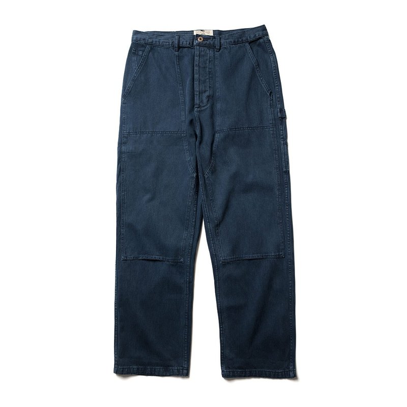 Railman Pants - 藍染 Indigo - 男長褲/休閒褲 - 棉．麻 