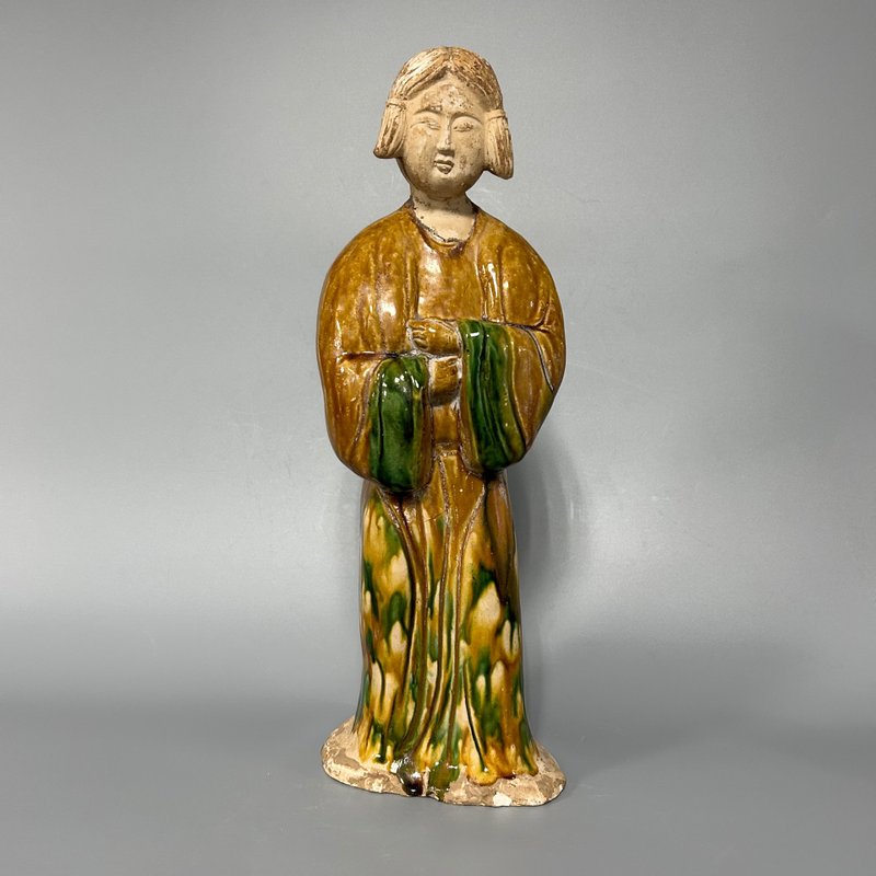 唐三彩女立俑 - 擺飾/家飾品 - 陶 卡其色