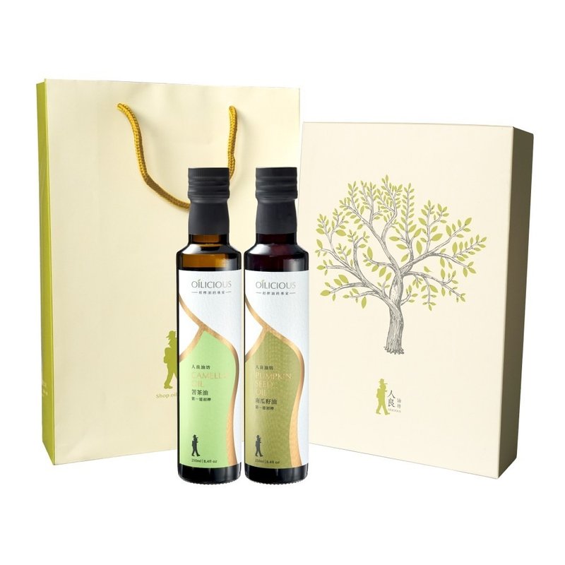 Renliang Youfang's first cold-pressed virgin oil dish is a perfect pairing gift box (tea oil + pumpkin seed oil) - Sauces & Condiments - Fresh Ingredients Orange