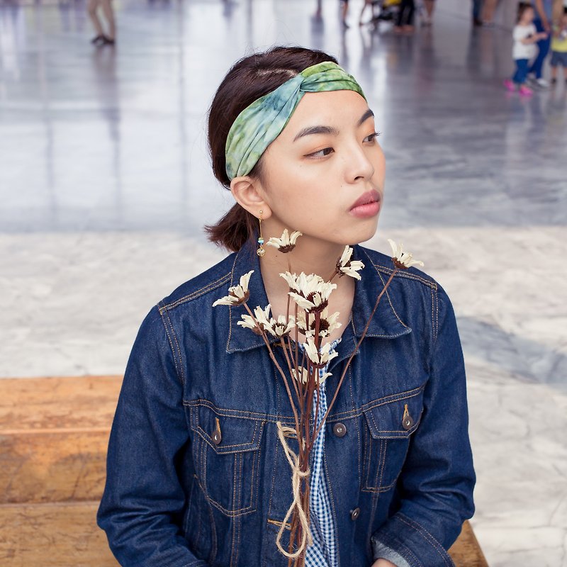 Wangyou Forest / Green / Wide Elastic Handmade Hairband - Headbands - Cotton & Hemp 