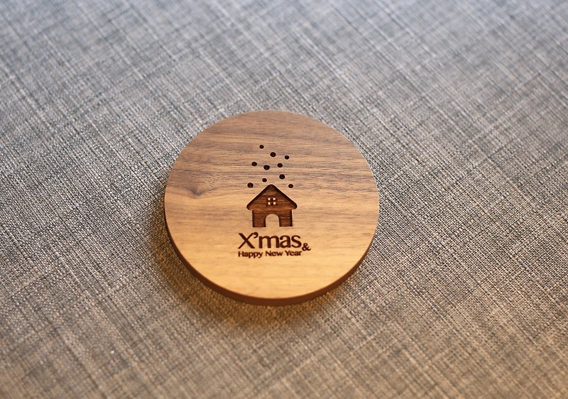 Christmas Coaster Wooden House - Coasters - Wood Brown