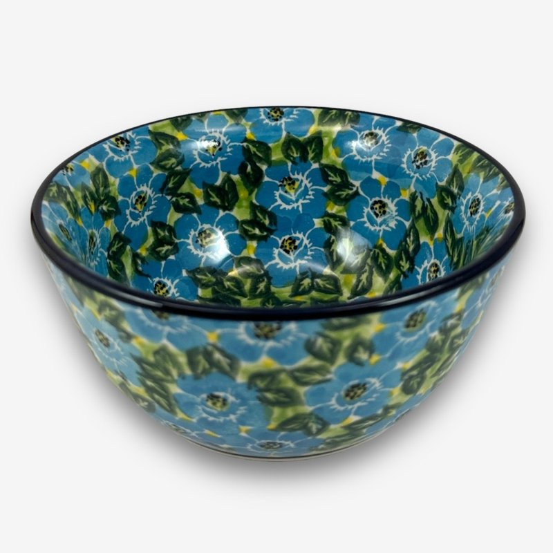 Polish hand-painted pottery-rice bowl 13cm rich blue series designer model - ถ้วยชาม - ดินเผา สีน้ำเงิน