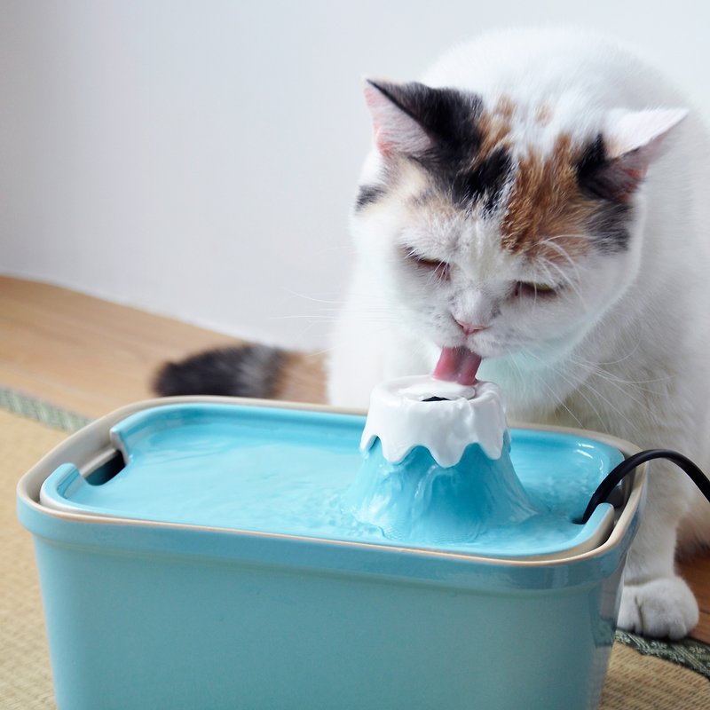 Ceramic Daifuji water dispenser max pet water dispenser cat and dog water dispenser - Pet Bowls - Pottery Blue