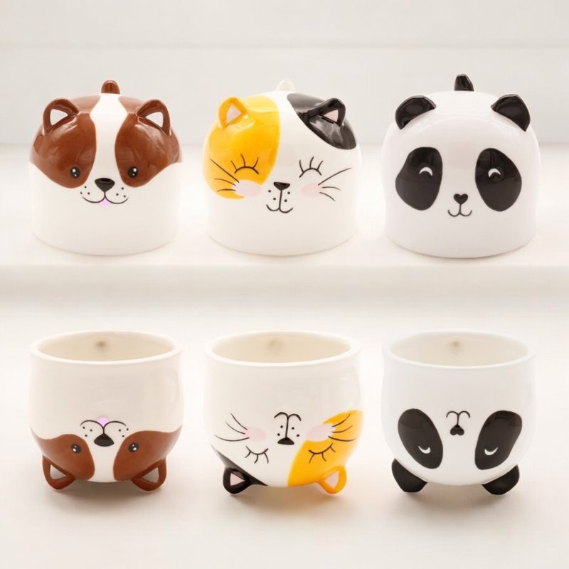 Flip animal series mug (3 styles) - Mugs - Pottery Multicolor