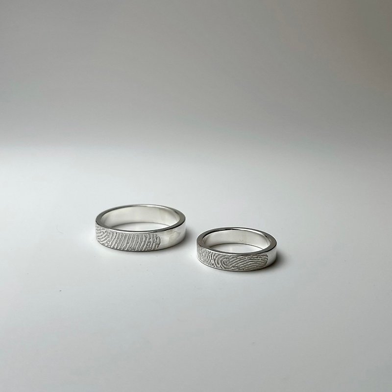 [Non-experience class-single custom price] 3mm fingerprint imprint custom ring - แหวนทั่วไป - เงินแท้ 