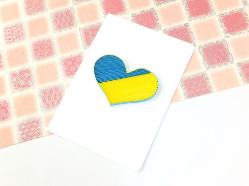 阿部吉手作趣 Colorful-Life 手作捲紙卡片-藍黃漸層條紋愛心 心意卡 萬用卡