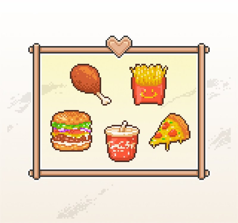 Twitch表情符號贴图/忠誠點數獎勵/可愛像素風/快餐食物 - 電腦手機桌布/貼圖/App 圖示 - 其他材質 