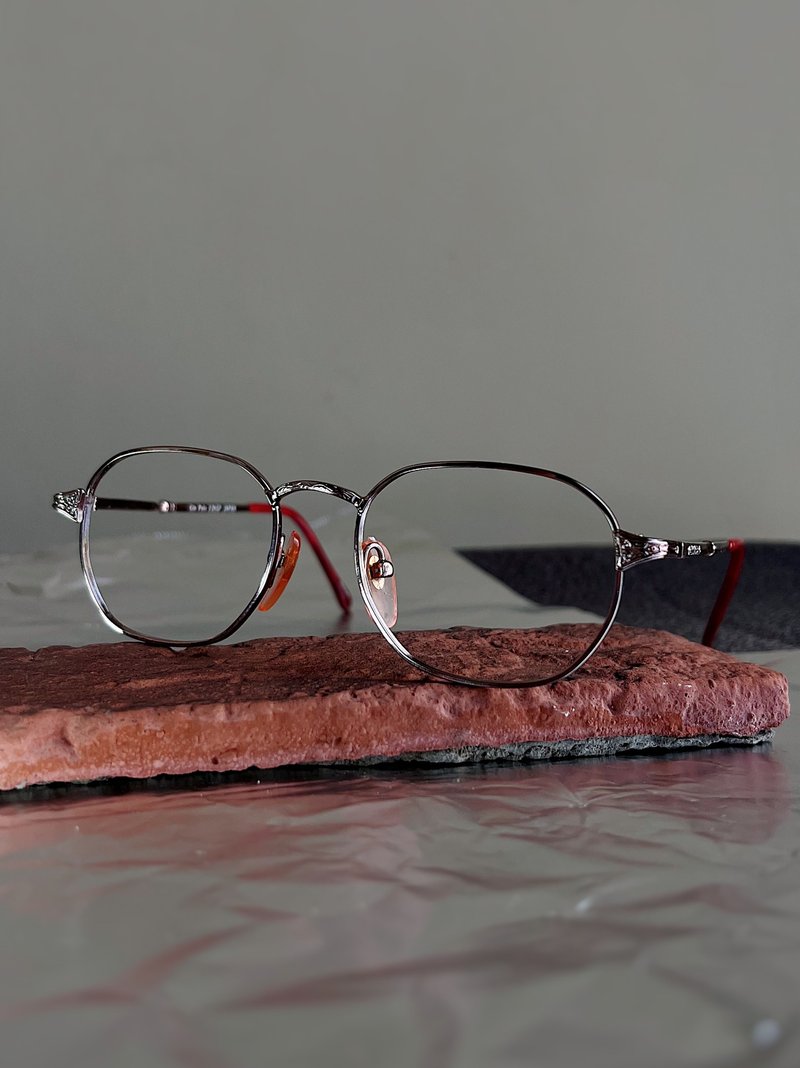 線性簡約方帶圓框 玫瑰紫金22kgp古董鏡框眼鏡 japan/glasses - 眼鏡/鏡框 - 玫瑰金 紫色