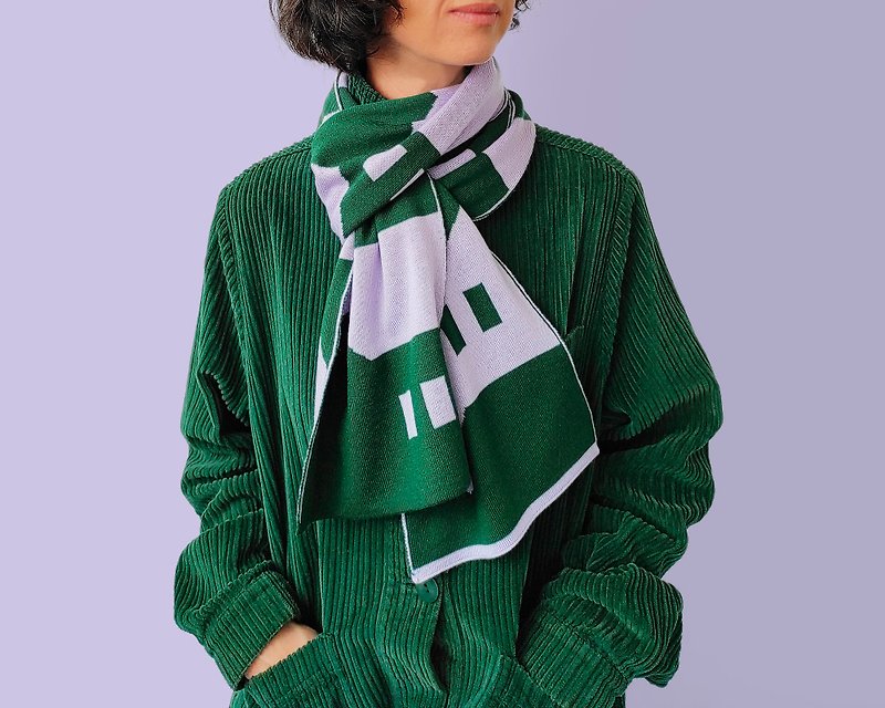 Lilville scarf in green and blue lilac. Pure merino wool scarves for her. - Scarves - Wool Green