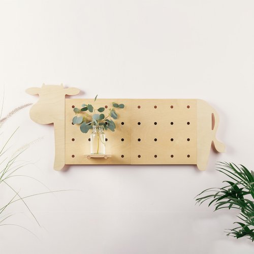 裡.外 【DIY】木質洞洞板-洞物動物 大牛造型│壁掛置物架