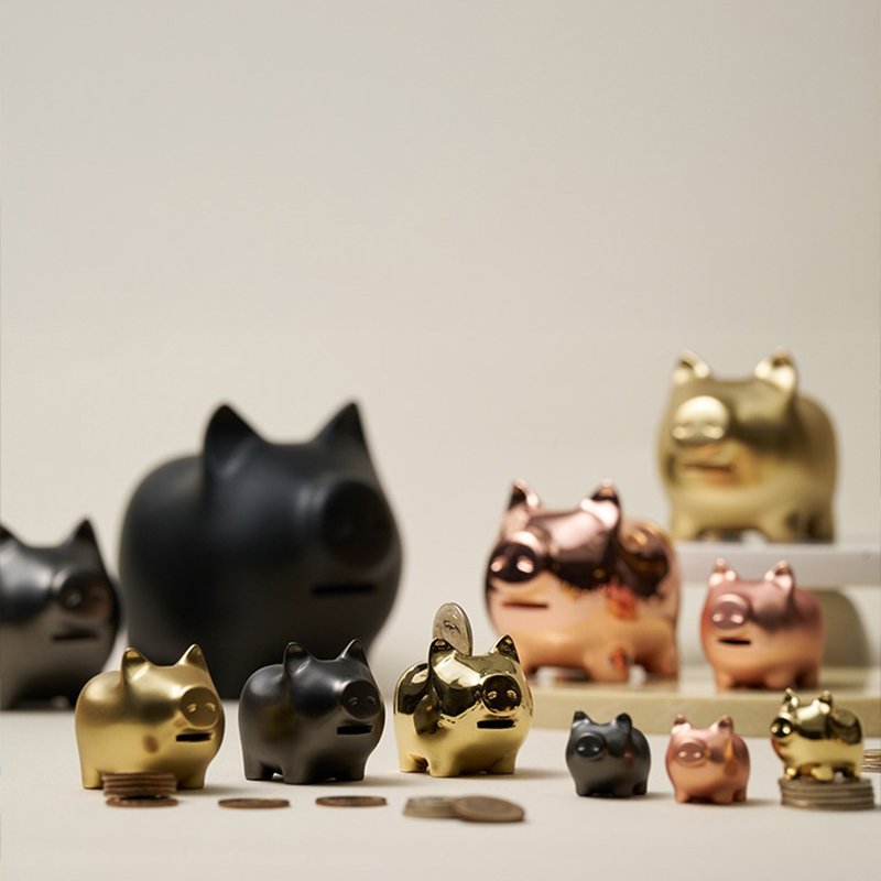 GOLDENPIG | 招財金豬 大豬小豬落御盤 霧玫瑰金 - 擺飾/家飾品 - 貴金屬 粉紅色