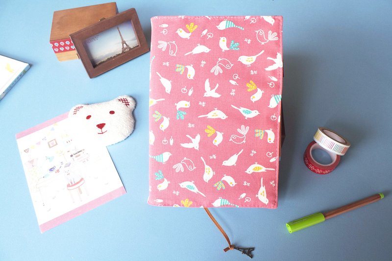 【花布戀 Fabric Series】A5/25K限定版書衣- A幸福鳥(粉紅) - 筆記本/手帳 - 其他材質 粉紅色