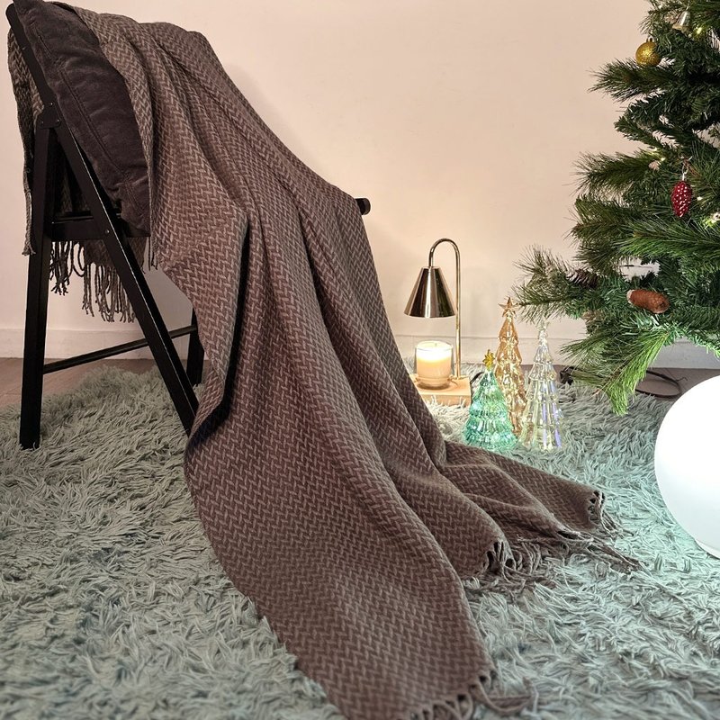 [Christmas Limited] Cloud Woven Warm Throw/Sofa Blanket-Sen Green Gray - Blankets & Throws - Polyester Gray