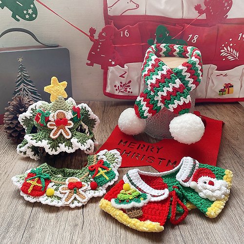 糜特Meet pet life 聖誕系列|聖誕帽 聖誕 薑餅人領巾|寵物領巾 狗貓領巾 寵物聖誕