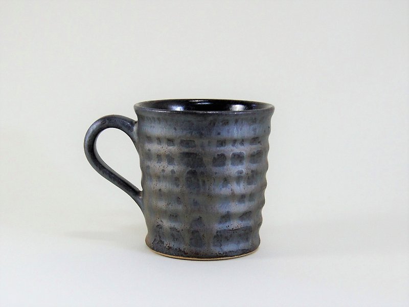 Metallic wave cup, coffee cup, teacup, cup, mug - capacity about 270ml - Mugs - Pottery Black