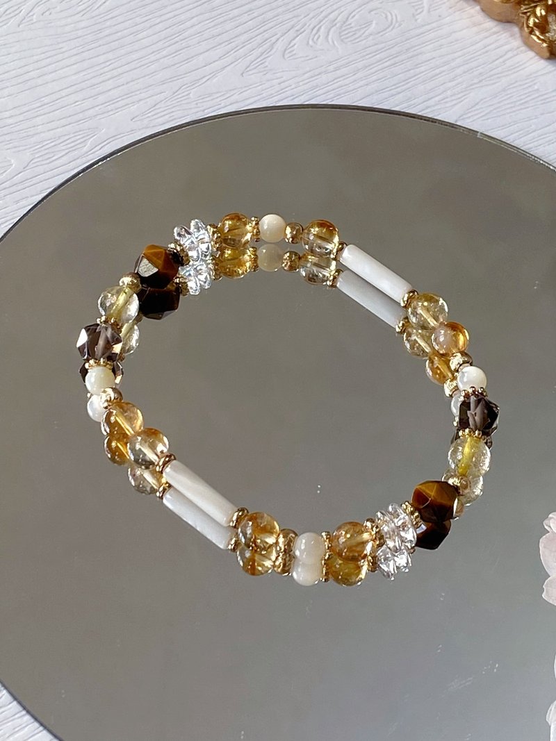 Citrine, Yellow Tiger Eye, Citrine and White Crystal || Lucky, Confident, Courage, Stress Relieving and Purifying Crystal Bracelet - Bracelets - Crystal Yellow