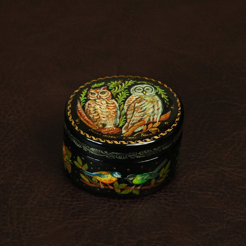 Wildlife lacquer box small hand-painted animals decorative Art - Storage - Other Materials 