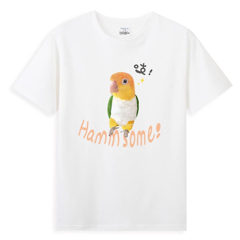 Caique Parrot T Shirt  Bird T Shirt - เสื้อฮู้ด - ผ้าฝ้าย/ผ้าลินิน ขาว