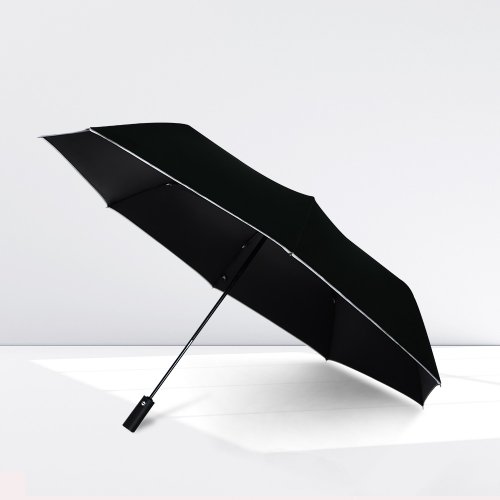 TDN TDN反光防回彈降溫自動開收傘 超大抗UV自動雨傘(時尚黑)