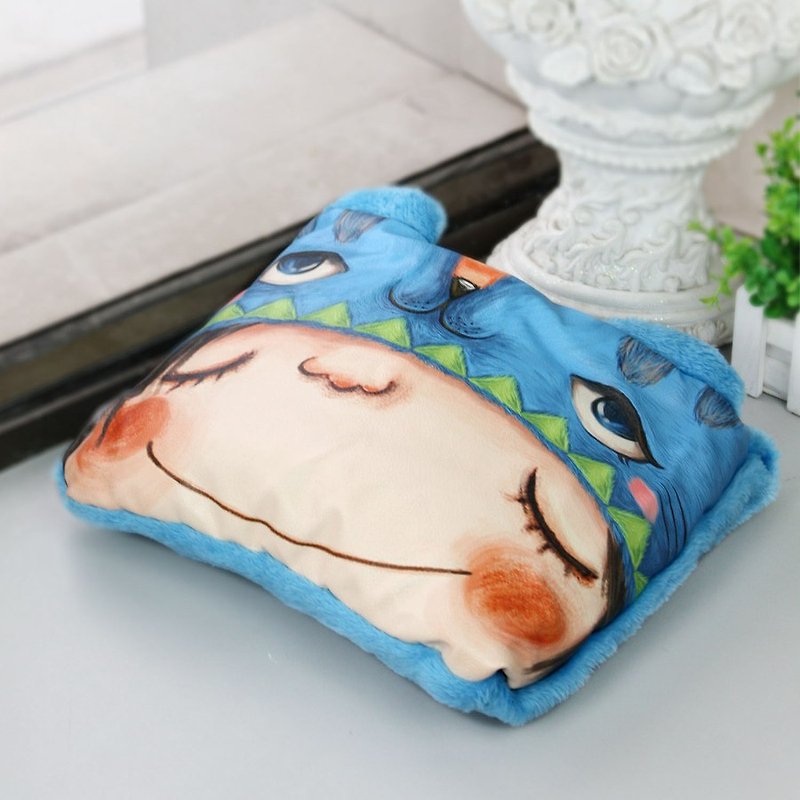 【情人節溫馨禮物】藍色小貓頭毛毯枕頭兩用居家旅行實用禮物 - 枕頭/抱枕 - 其他材質 