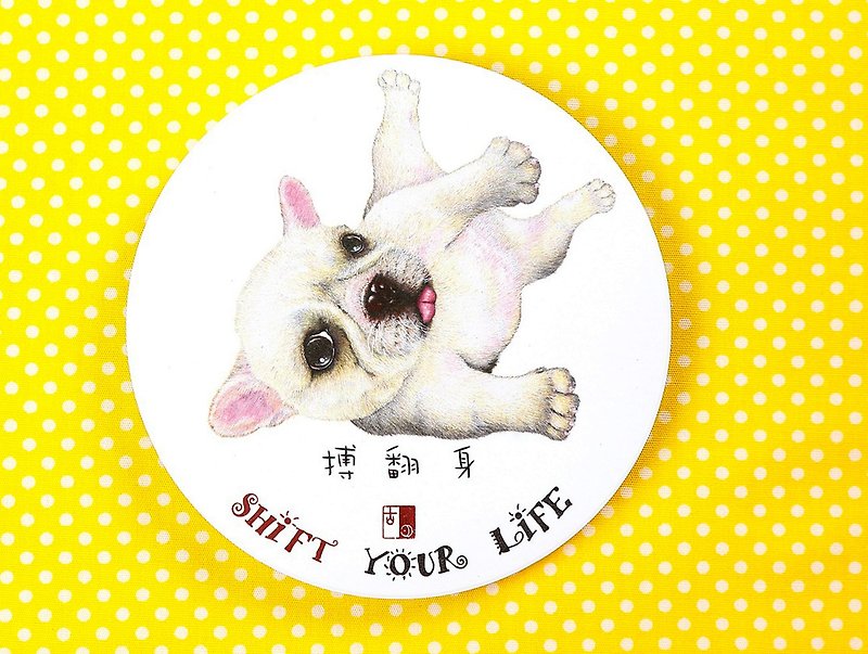 Tumble Life Bulldog Water Coaster - Coasters - Pottery White