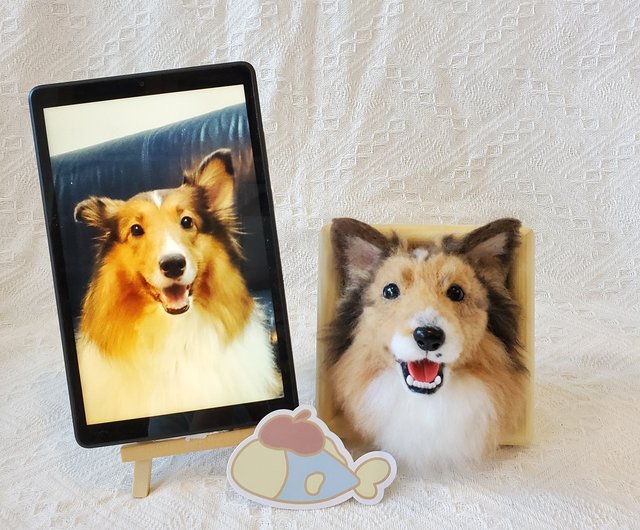 オーダーメイド羊毛フェルト】木製フレーム付きペット胸像