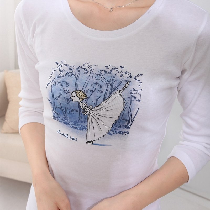 Yizhike Ballet | Giselle Ballet Round Neck Cotton T-Shirt - Women's T-Shirts - Cotton & Hemp White