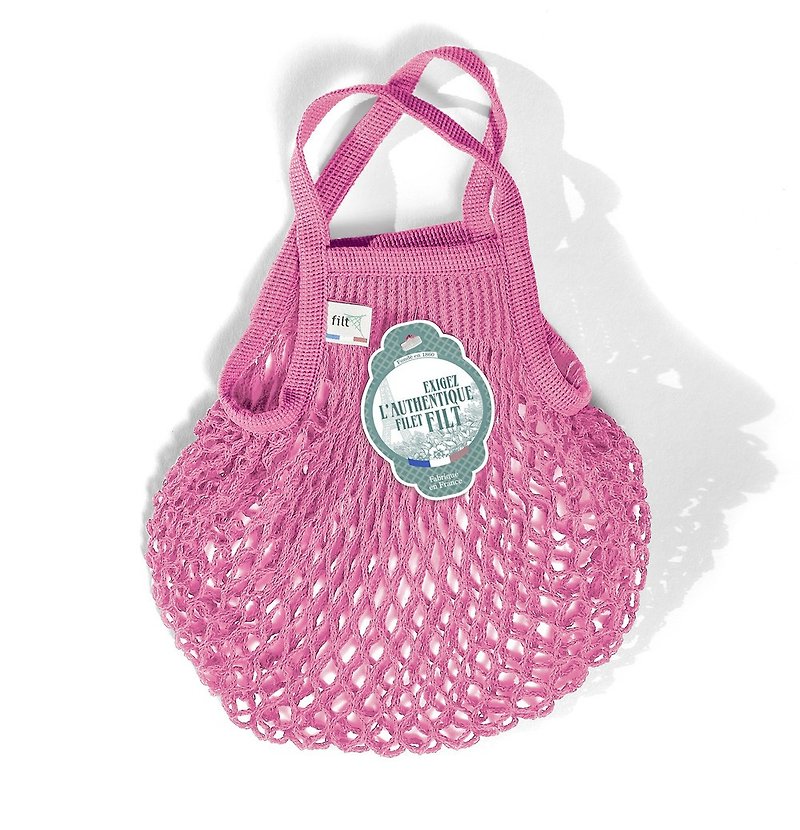 法國Filt經典手工編織袋-芭比粉 Rose Sorbet - 手袋/手提袋 - 棉．麻 粉紅色