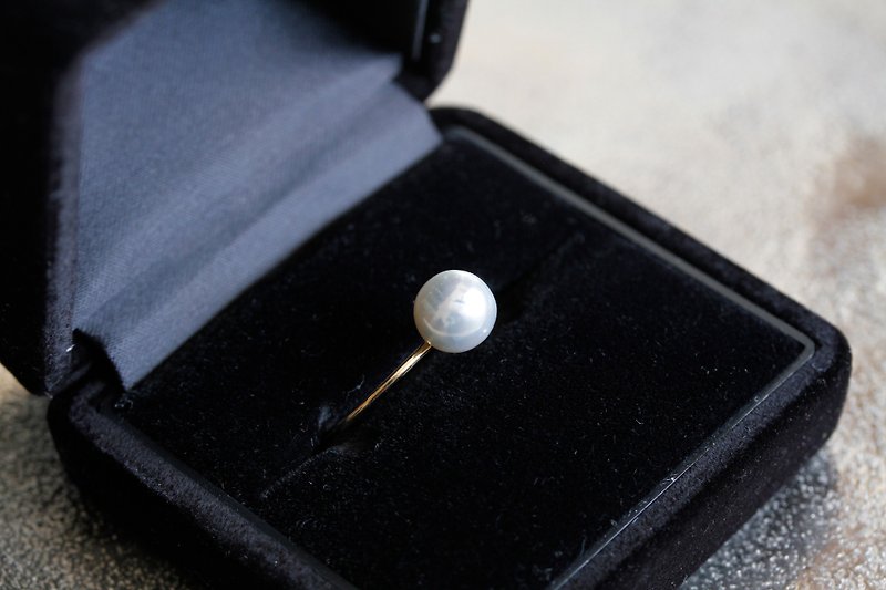 Baroque pearl single ring Akoya pearl allergy friendly - General Rings - Pearl White