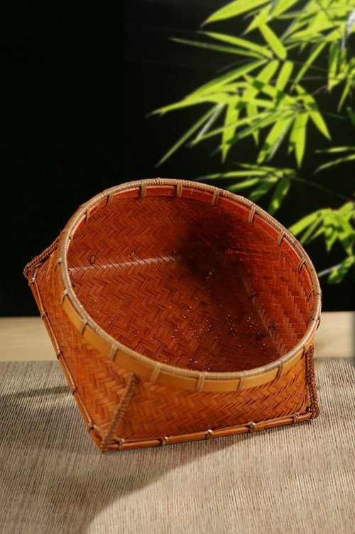 皮花花 竹編系列 | 精編烤色 天圓地方籃 | 糖果點心盤 茶具收納 | 傳統