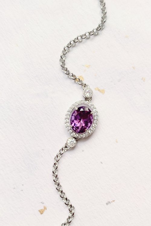 Esme Accessory 天然紫水晶 純銀手鍊 火光 好人緣 輕珠寶 2月生日石