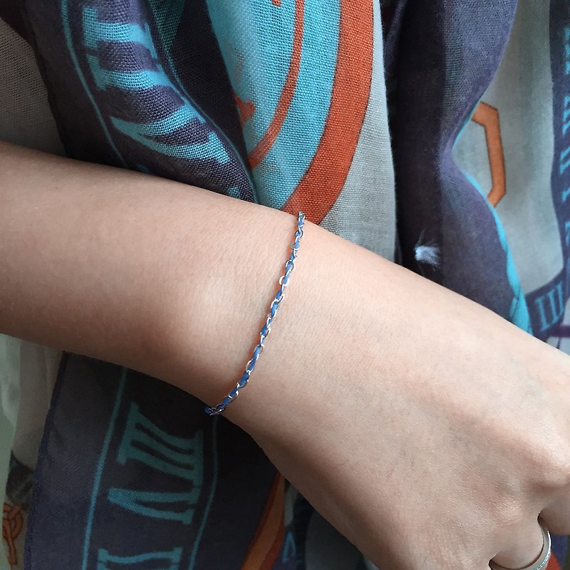Blue Love String Chain Bracelet | Silver Chain Bracelet | String Bracelet - Bracelets - Silver Blue