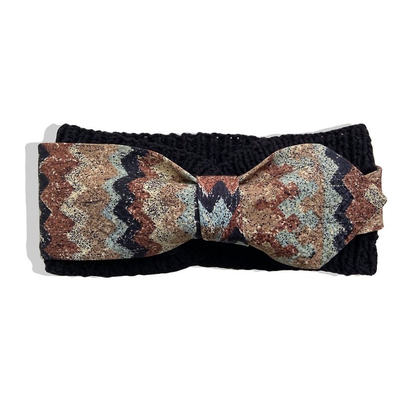 YLGM hand-woven retro Brown blue corrugated hairband, various ways to wear vintage vintage tie silk scarf