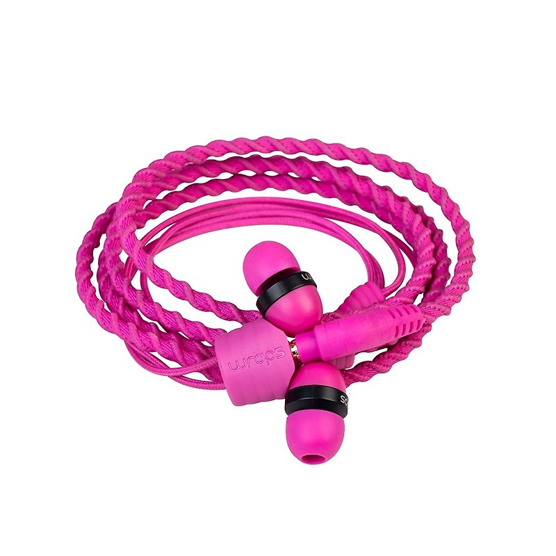 British Wraps [Classic] classic braided bracelet headphones pink - Headphones & Earbuds - Polyester Pink