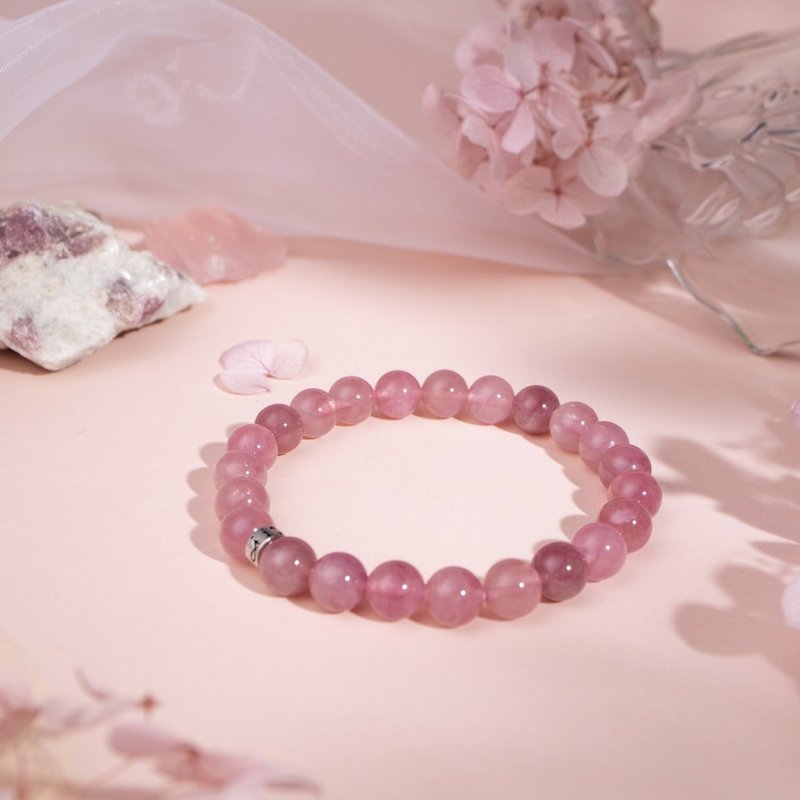 Madagascar Rose Quartz | Horse Powder | Natural Energy Bracelet | 7.5-8.5mm - Bracelets - Crystal Pink