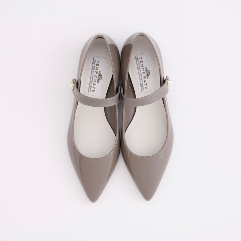 CARRIE (GREY) PVC POINTED TOE FLAT SHOES pointed toe pumps - Rain Boots - Waterproof Material 